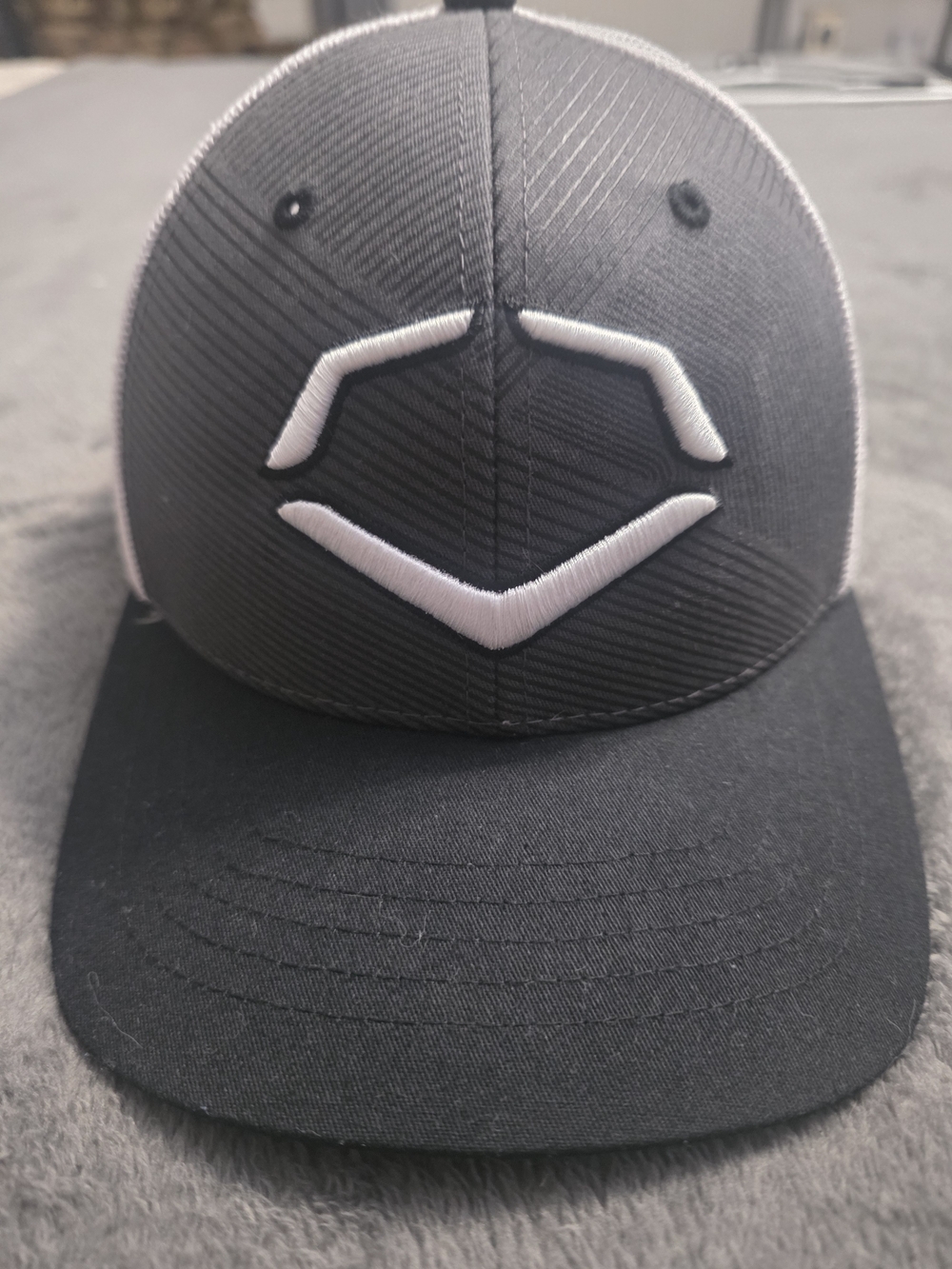 Gray and Black Evoshield Snapback Hat with White Embroidered Logo